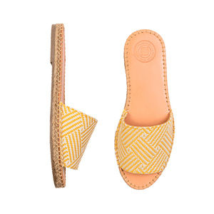 Morkas Yellow Espadrille Slide Sandals